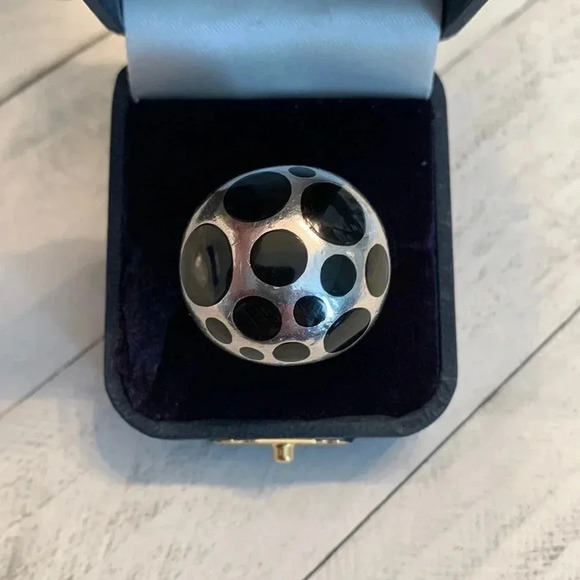 Black Dot  925 Ring - Picture 1 of 8